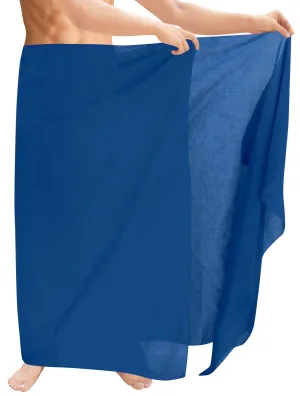 La Leela Men's Hawaiian Beach Wrap Sheer Sarong Swimming Bathing Suit Towel Beachwear Swim Pareo Cover up Long 72"X42"  Blue 127716