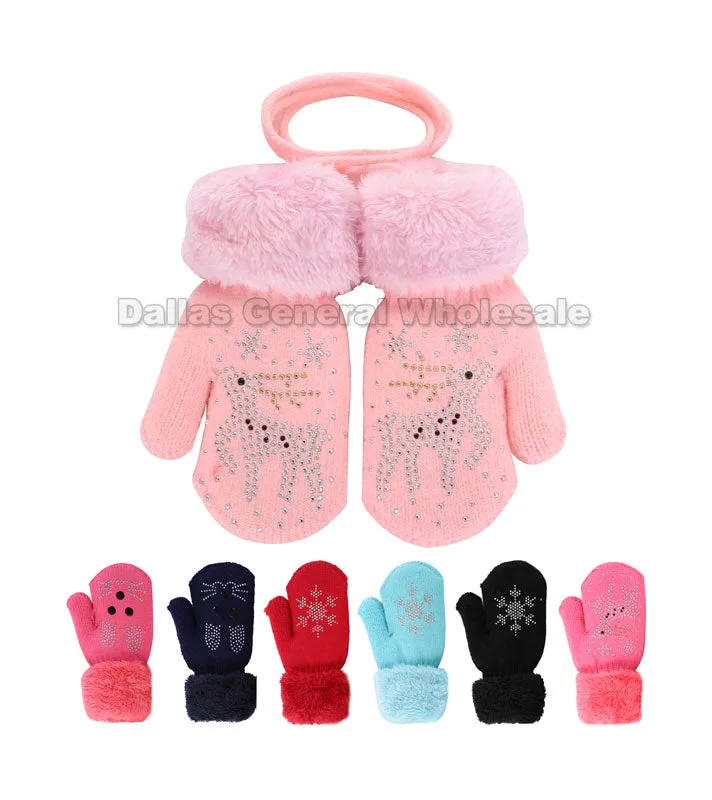 Little Girls Fur Insulated Mittens Wholesale