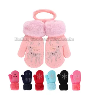Little Girls Fur Insulated Mittens Wholesale