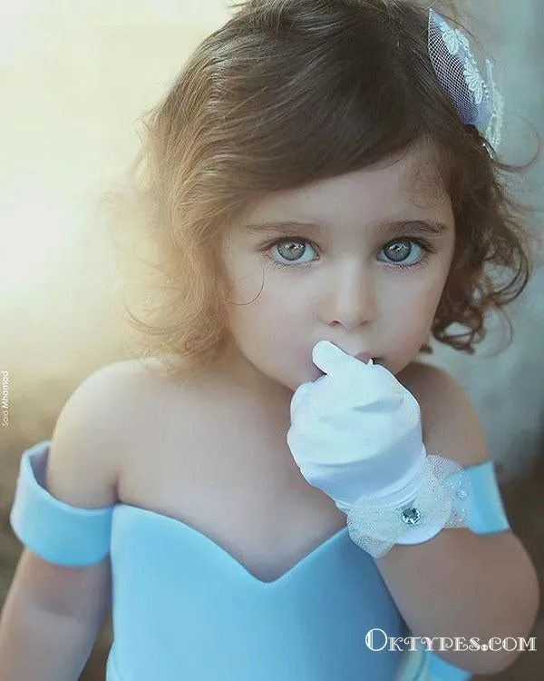 Lovely Bow Simple Blue Satin Off-the-Shoulder Flower-Girls Dresses, TYP1955