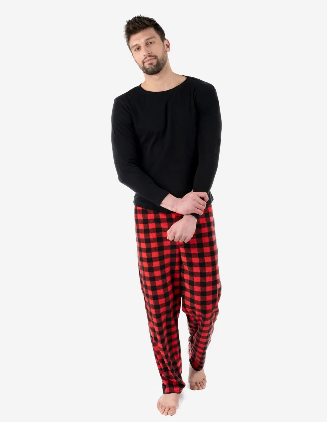 Men's Fleece Plaid Set