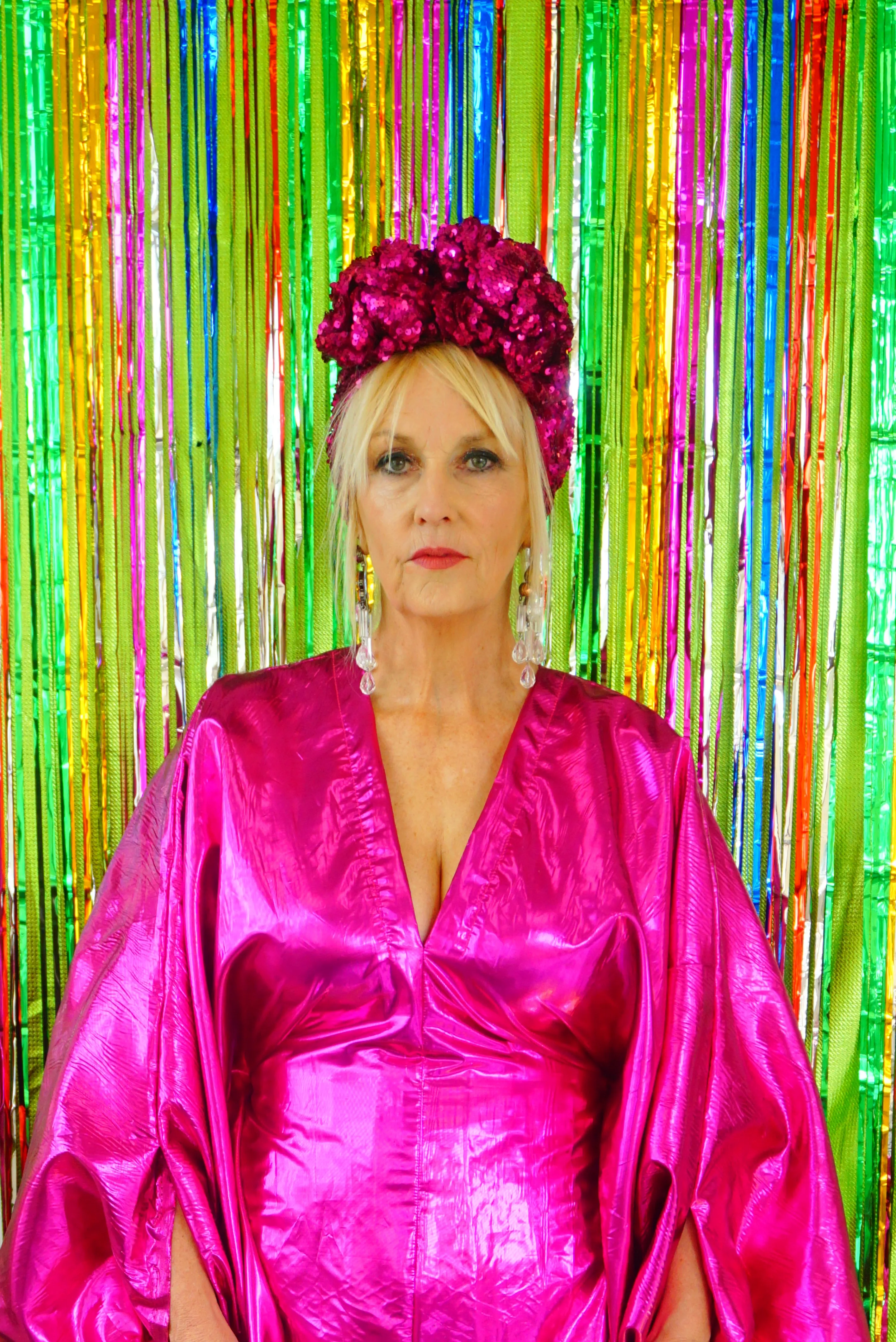 Metallic Foil Flash Gordon Chrome Kaftan - Pink
