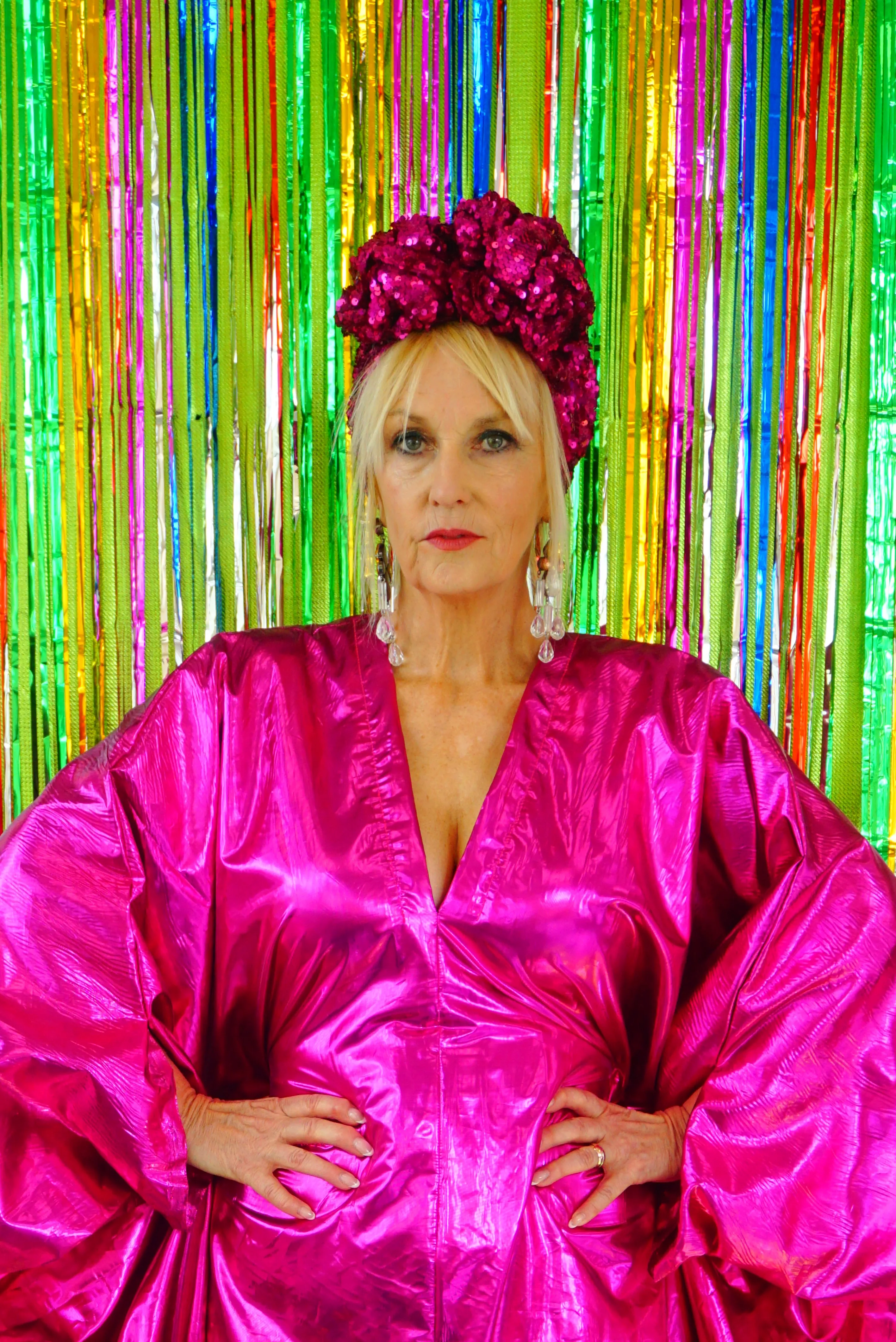 Metallic Foil Flash Gordon Chrome Kaftan - Pink