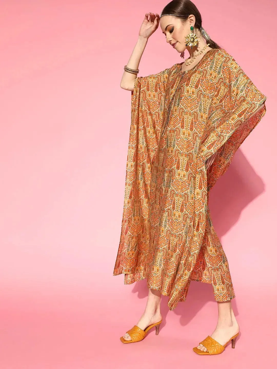 Multicolored Printed Silk Blend Dress
