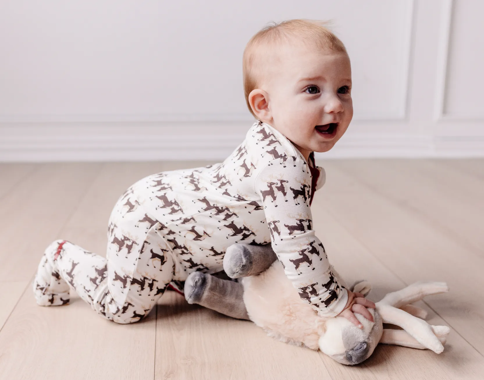 Natural Rudolph 2 Way Zipper Footie