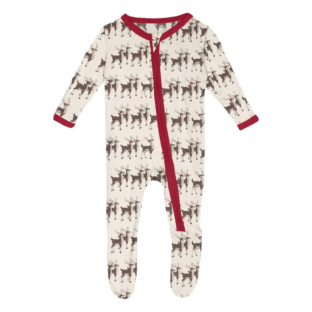 Natural Rudolph 2 Way Zipper Footie