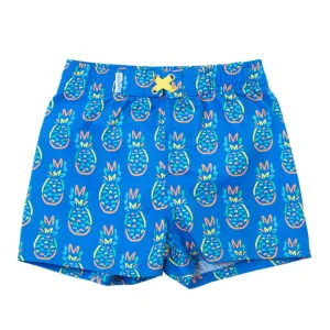 Neon Blue Pineapples Swim Trunks