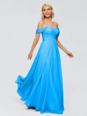 Ocean Blue Bridesmaid Dresses Uk Trinity Gorgeous Off The Shoulder Long Chiffon Bridesmaid Dresses