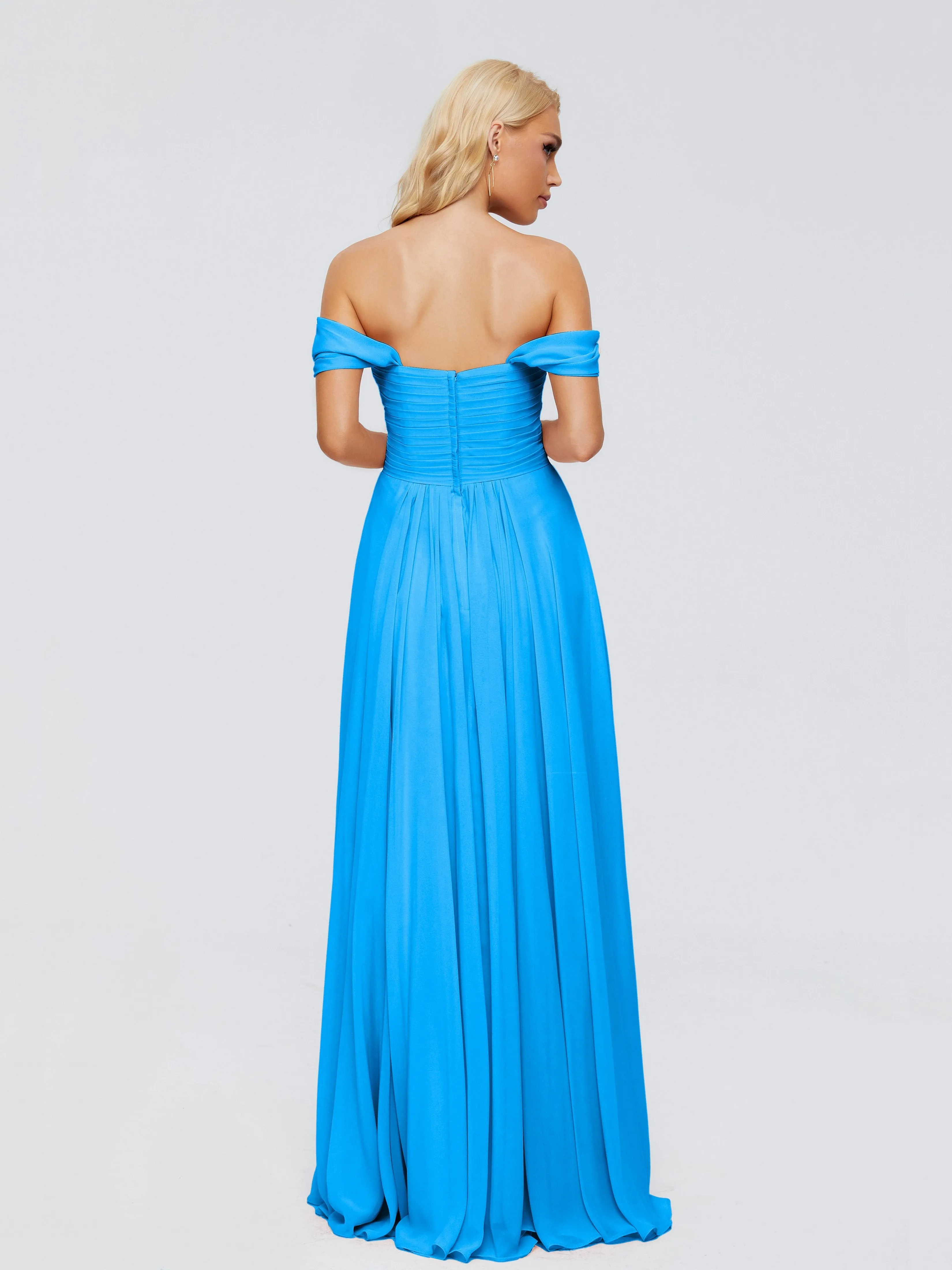 Ocean Blue Bridesmaid Dresses Uk Trinity Gorgeous Off The Shoulder Long Chiffon Bridesmaid Dresses