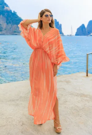 Orange Silk Maxi Kaftan