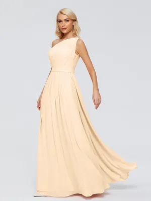 Peach Bridesmaid Dress Arabella One Shoulder Sash Bridesmaid Dresses
