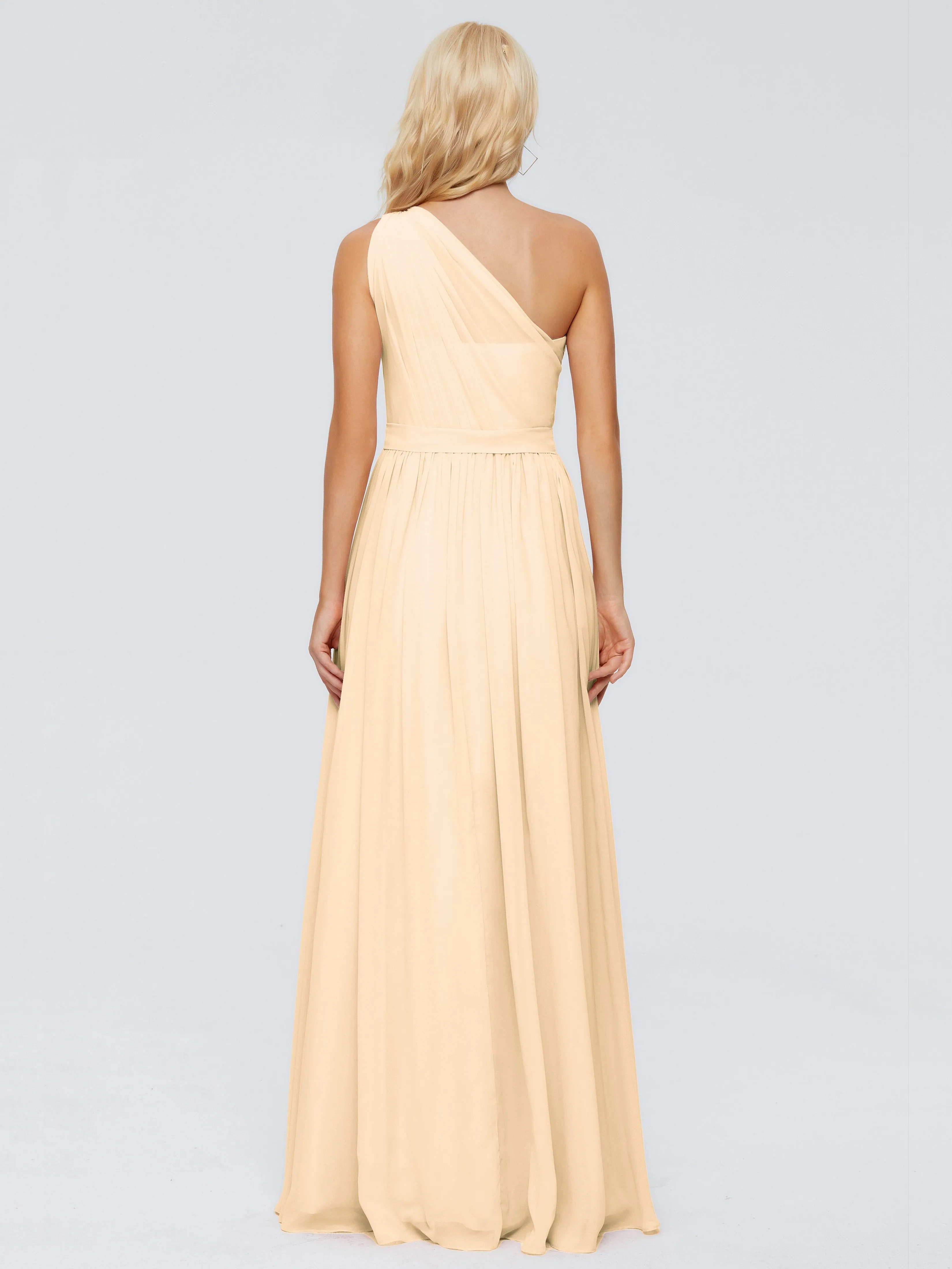 Peach Bridesmaid Dress Arabella One Shoulder Sash Bridesmaid Dresses
