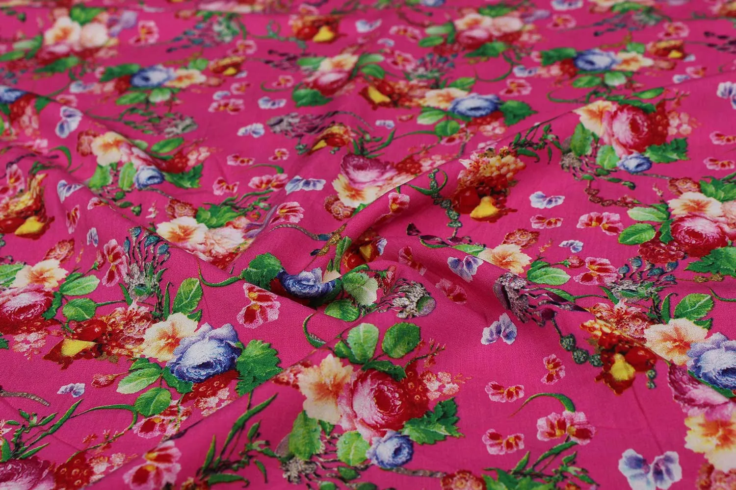 Pink Floral Modal Fabric