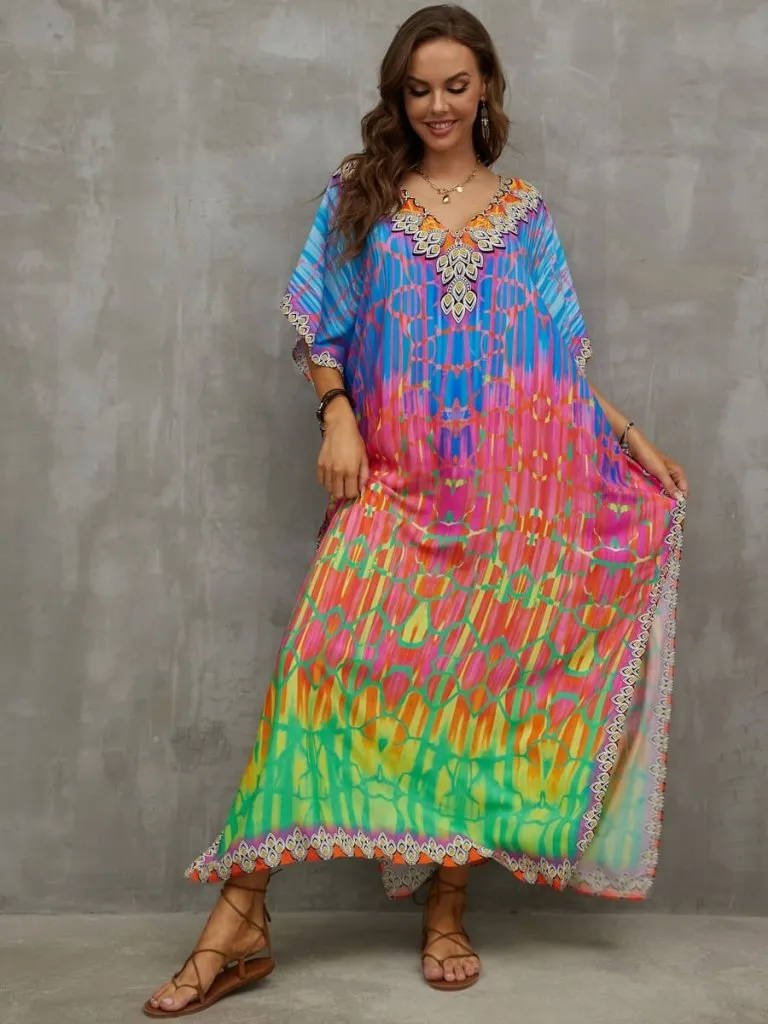 Plus Size Kaftan Swim Cover Up Dress