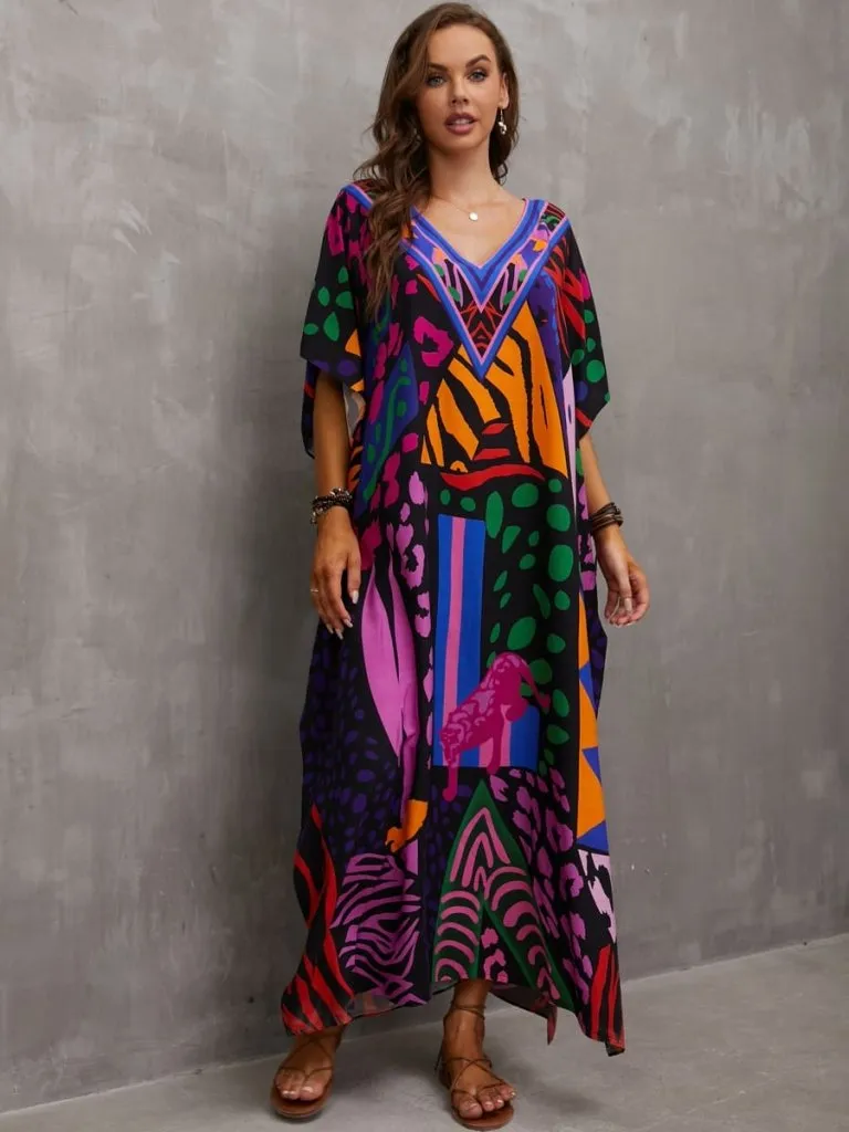 Plus Size Kaftan Swim Cover Up Dress