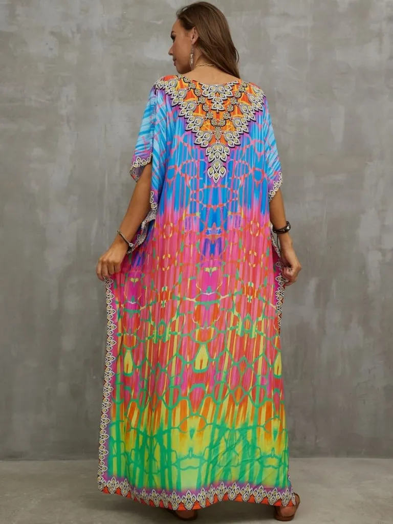 Plus Size Kaftan Swim Cover Up Dress
