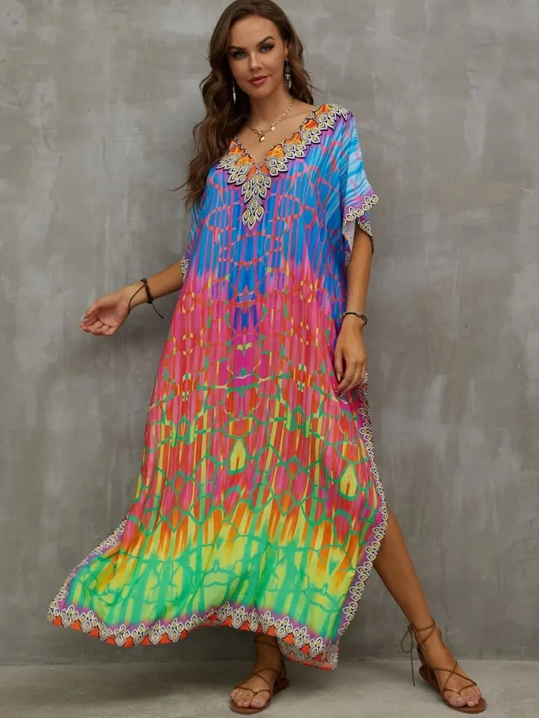 Plus Size Kaftan Swim Cover Up Dress