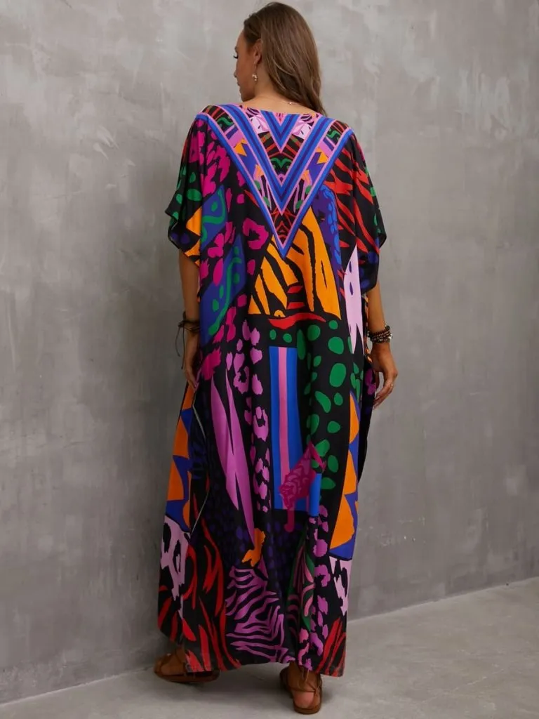 Plus Size Kaftan Swim Cover Up Dress