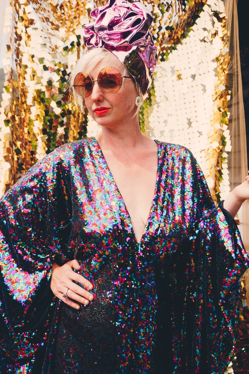 PRIDE Dazzling Sequin Rainbow Kaftan Gown / Kimono Robe
