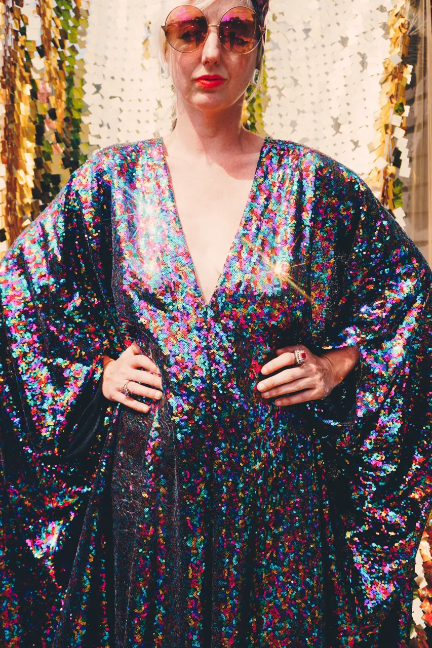 PRIDE Dazzling Sequin Rainbow Kaftan Gown / Kimono Robe