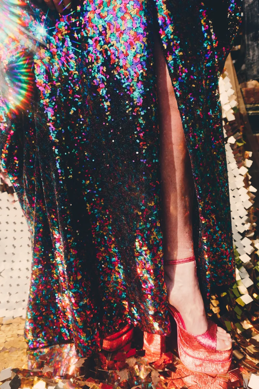 PRIDE Dazzling Sequin Rainbow Kaftan Gown / Kimono Robe