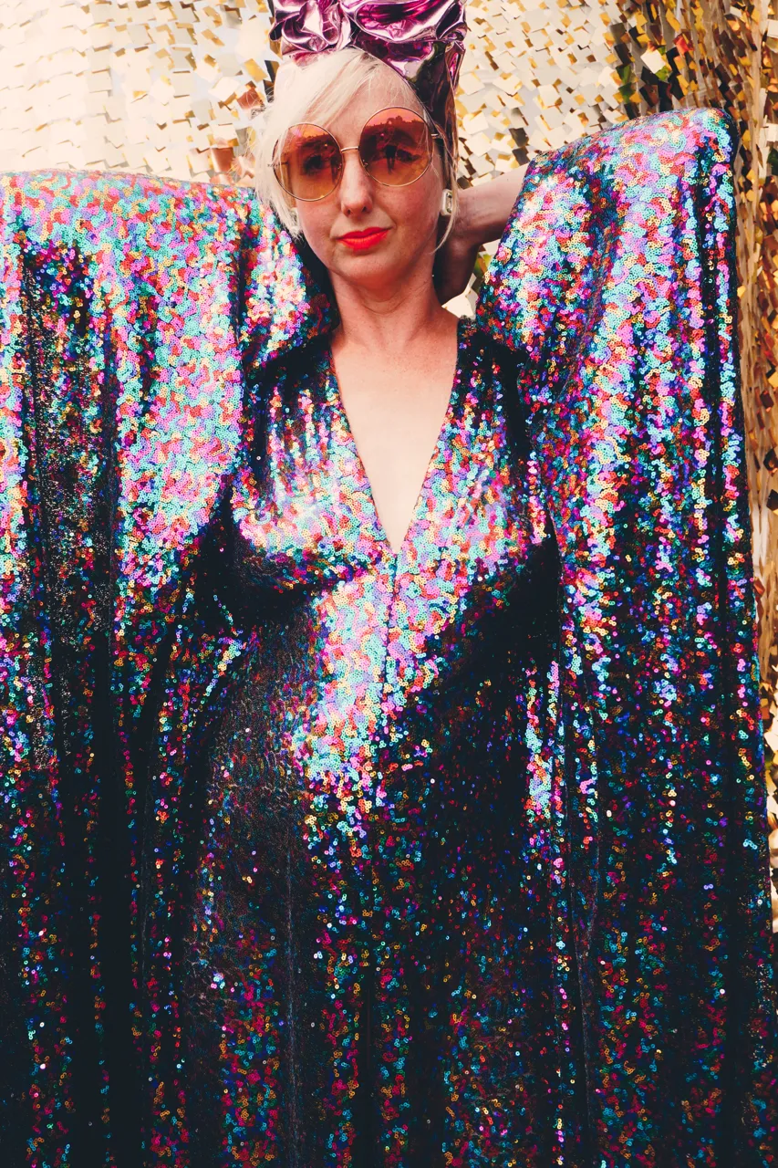 PRIDE Dazzling Sequin Rainbow Kaftan Gown / Kimono Robe