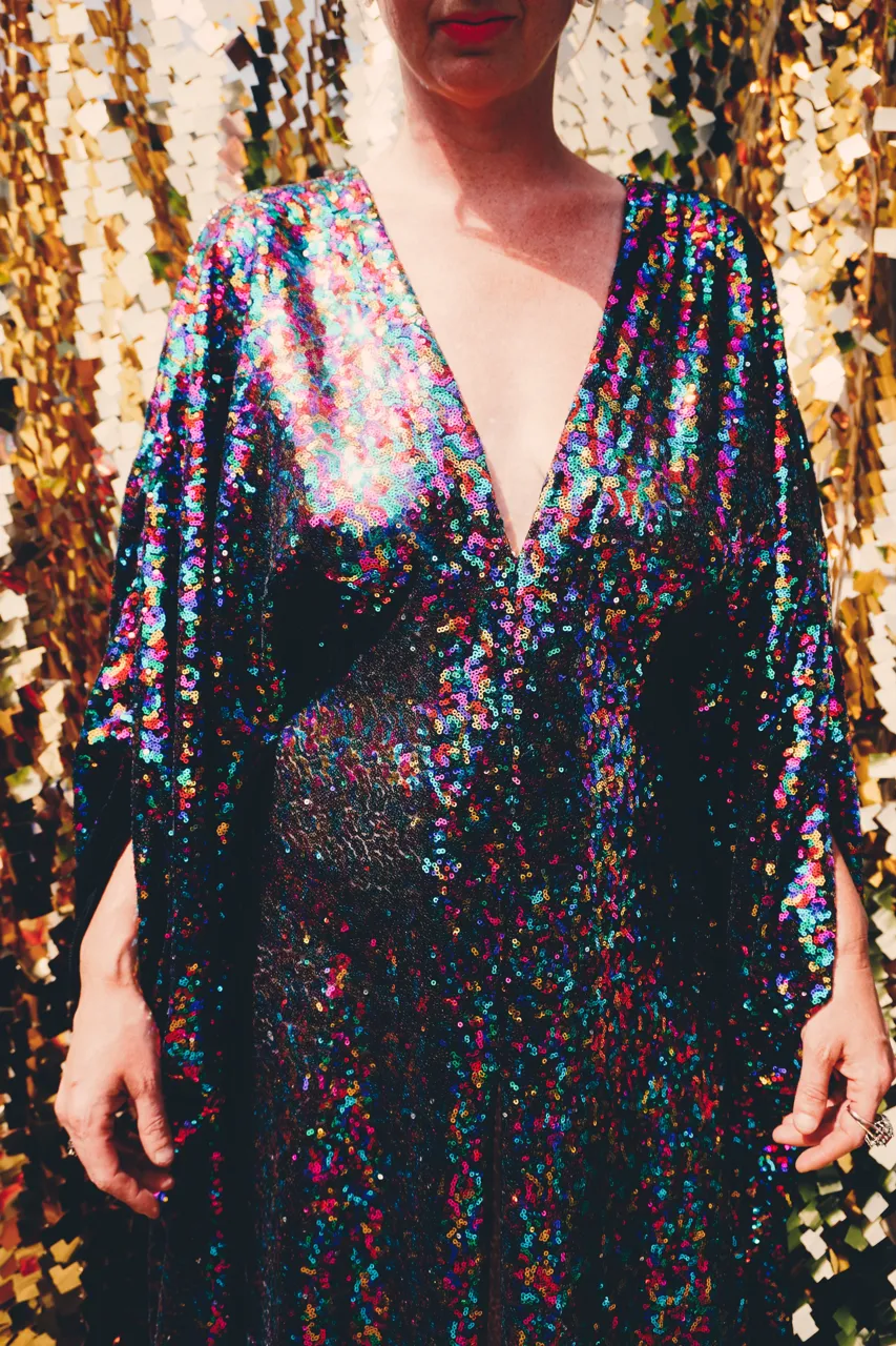 PRIDE Dazzling Sequin Rainbow Kaftan Gown / Kimono Robe