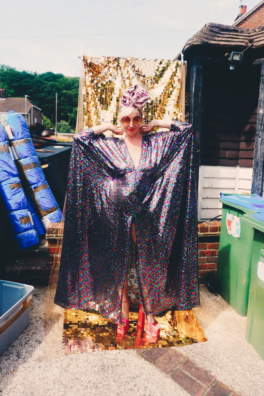 PRIDE Dazzling Sequin Rainbow Kaftan Gown / Kimono Robe
