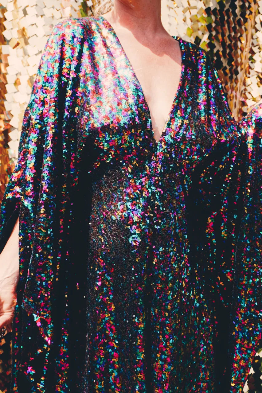 PRIDE Dazzling Sequin Rainbow Kaftan Gown / Kimono Robe