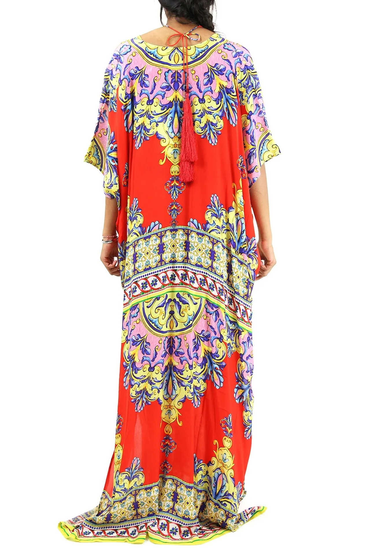 Printed Red Kaftan Dress