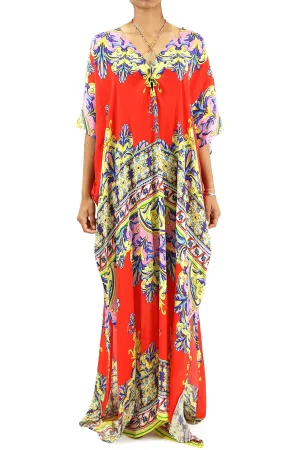 Printed Red Kaftan Dress