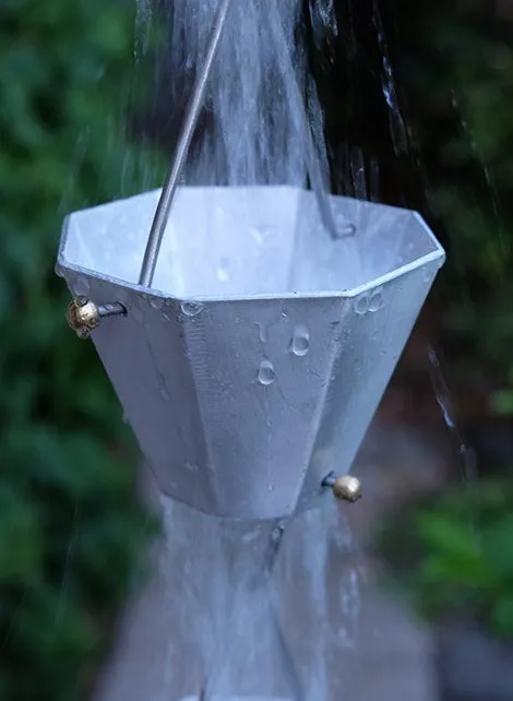 Professional Octagonal Rain Chain Cup Unfinished Aluminum Modern Geometric Downspout