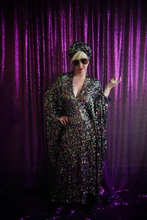 Rainbow sequin Multicoloured Sparkle Kaftan Gown