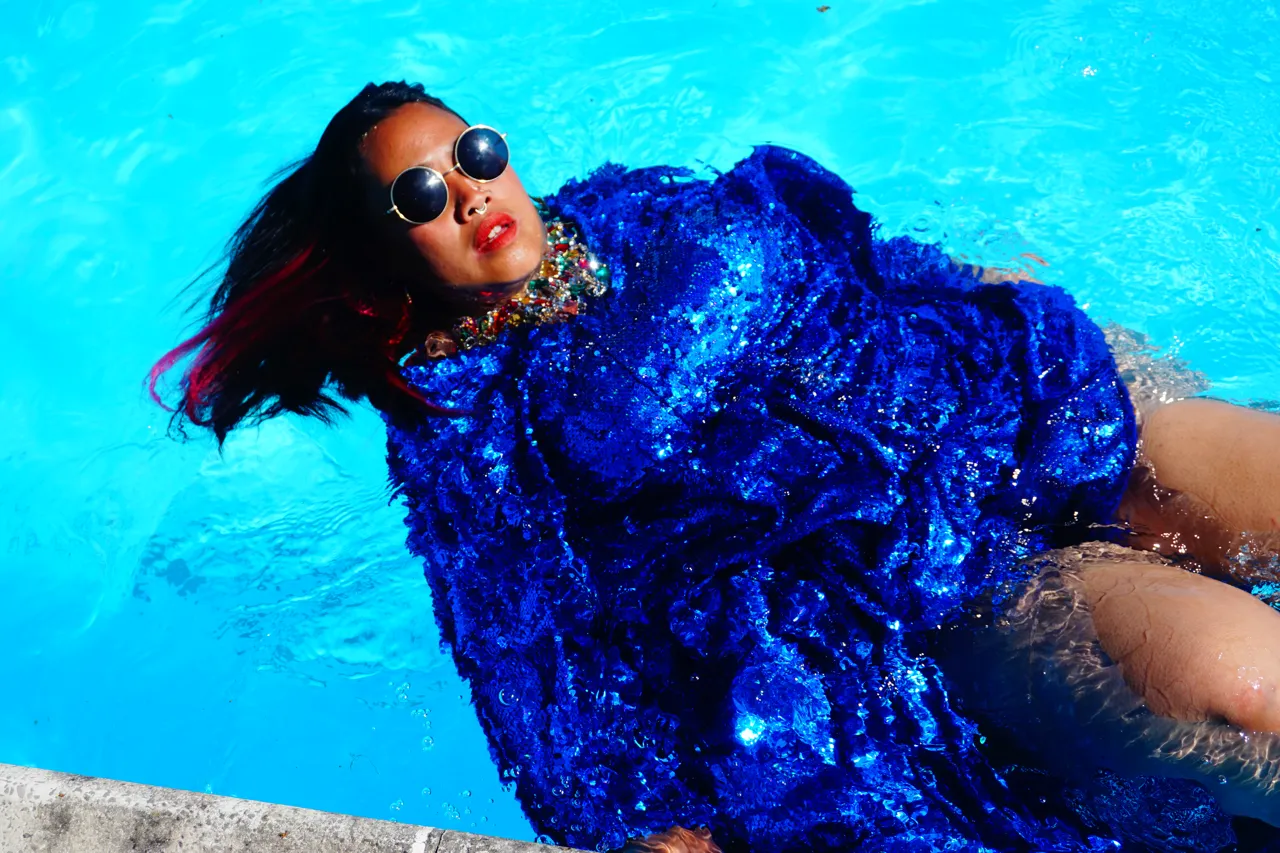 Royal Blue Holographic Sequin Maxi Kaftan Gown / Kimono Robe