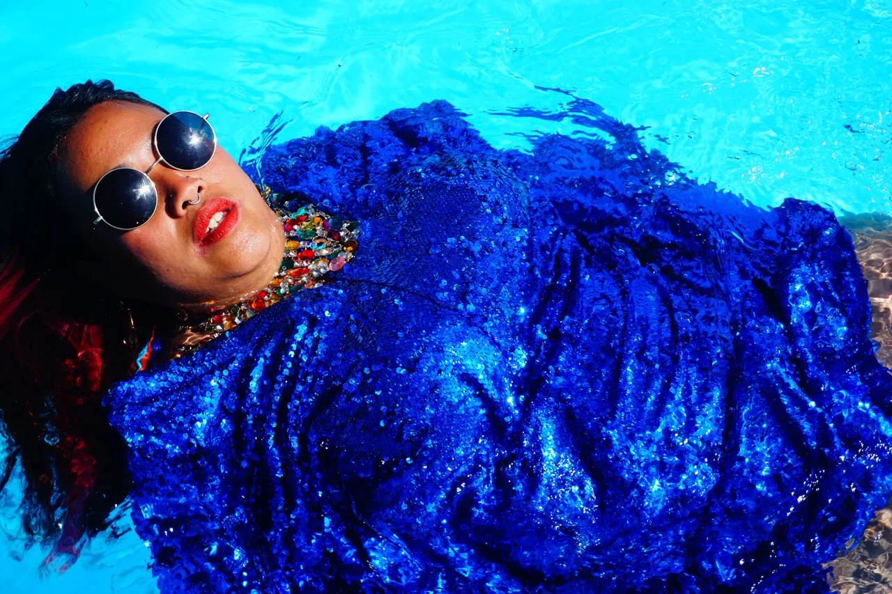 Royal Blue Holographic Sequin Maxi Kaftan Gown / Kimono Robe
