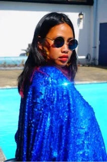 Royal Blue Holographic Sequin Maxi Kaftan Gown / Kimono Robe