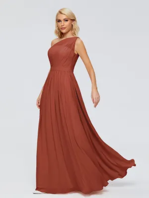 Rust Bridesmaid Dresses Arabella One Shoulder Sash Bridesmaid Dresses