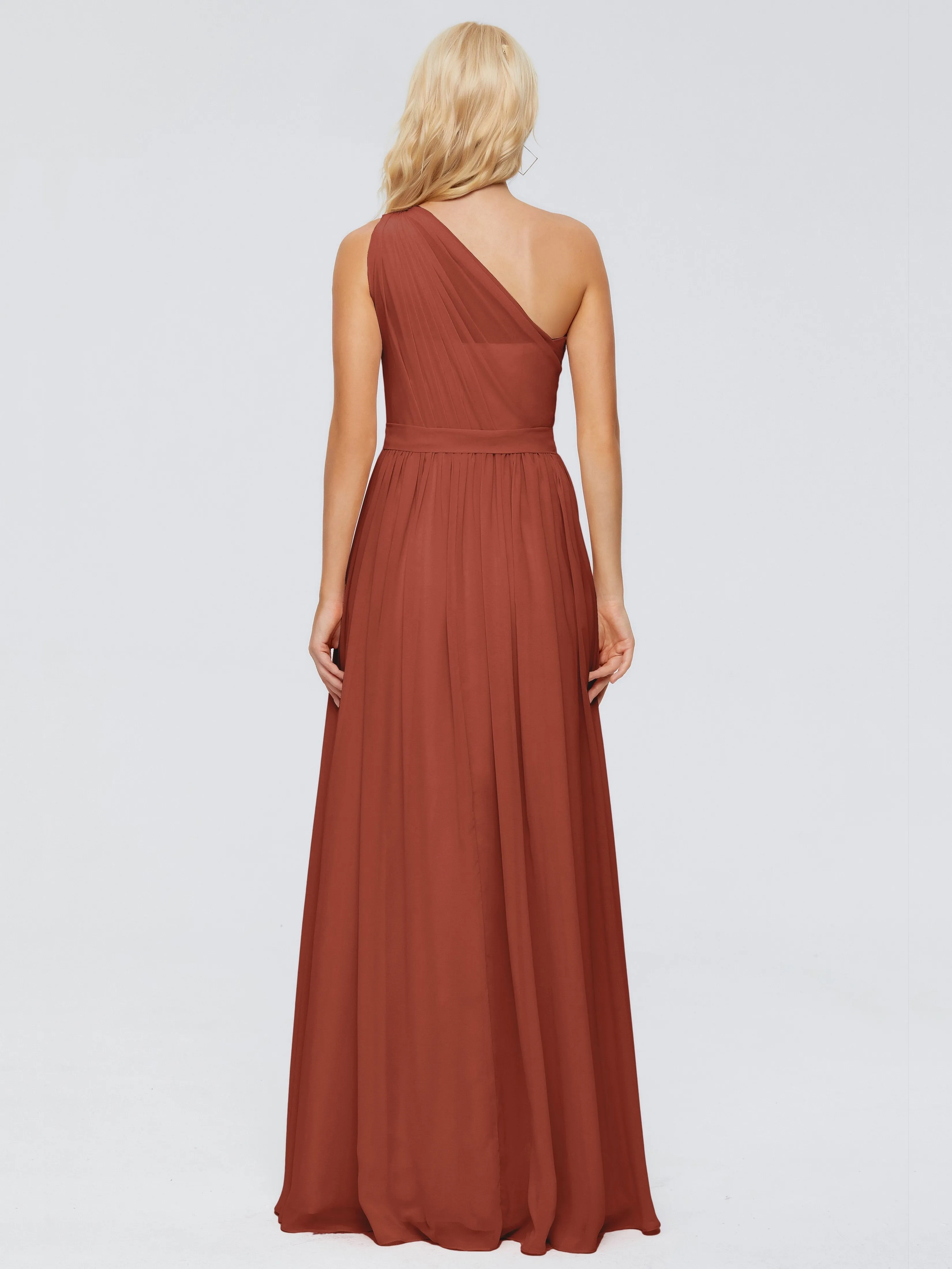 Rust Bridesmaid Dresses Arabella One Shoulder Sash Bridesmaid Dresses
