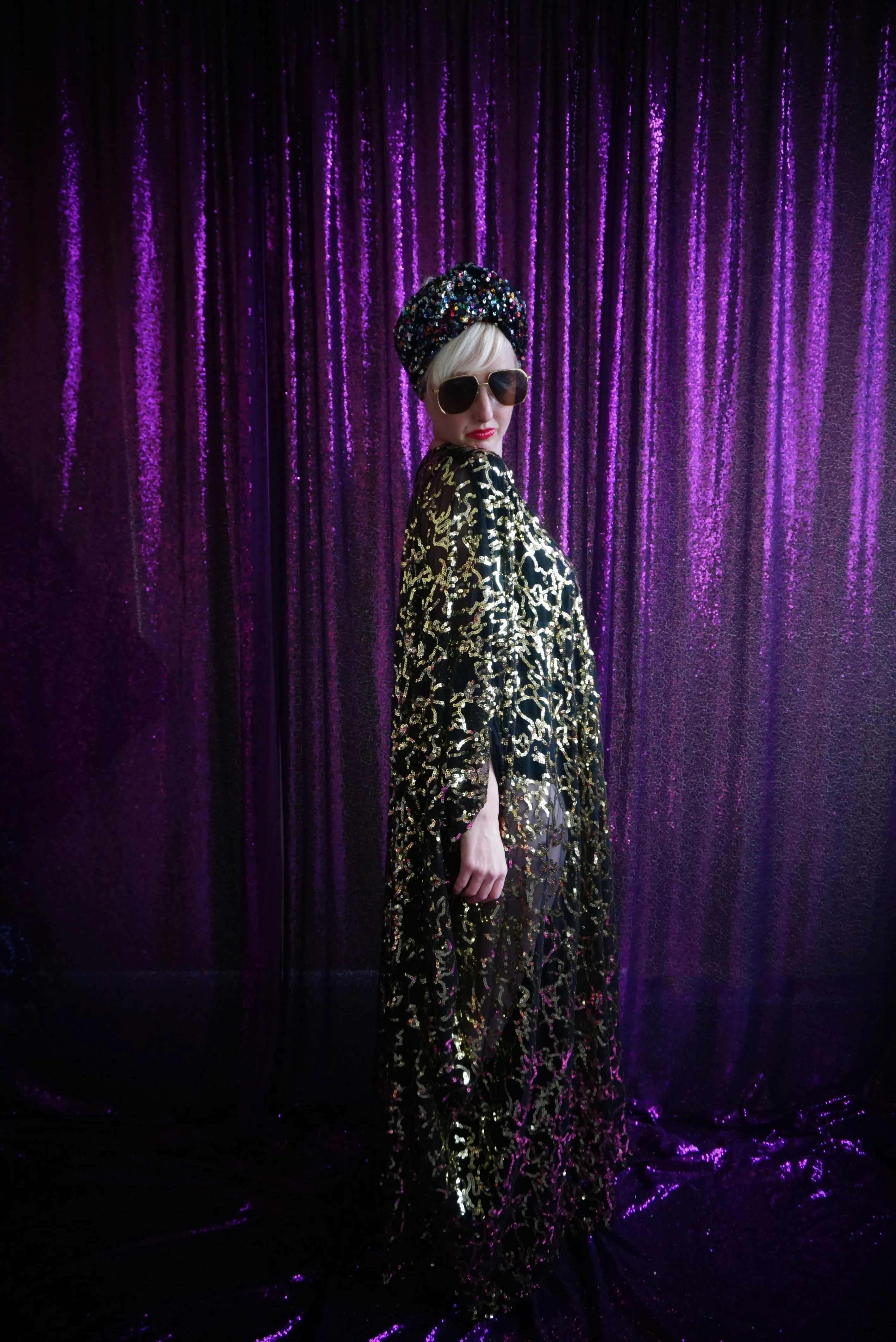 Shimmering Gold sequin Kaftan Gown / Kimono Robe