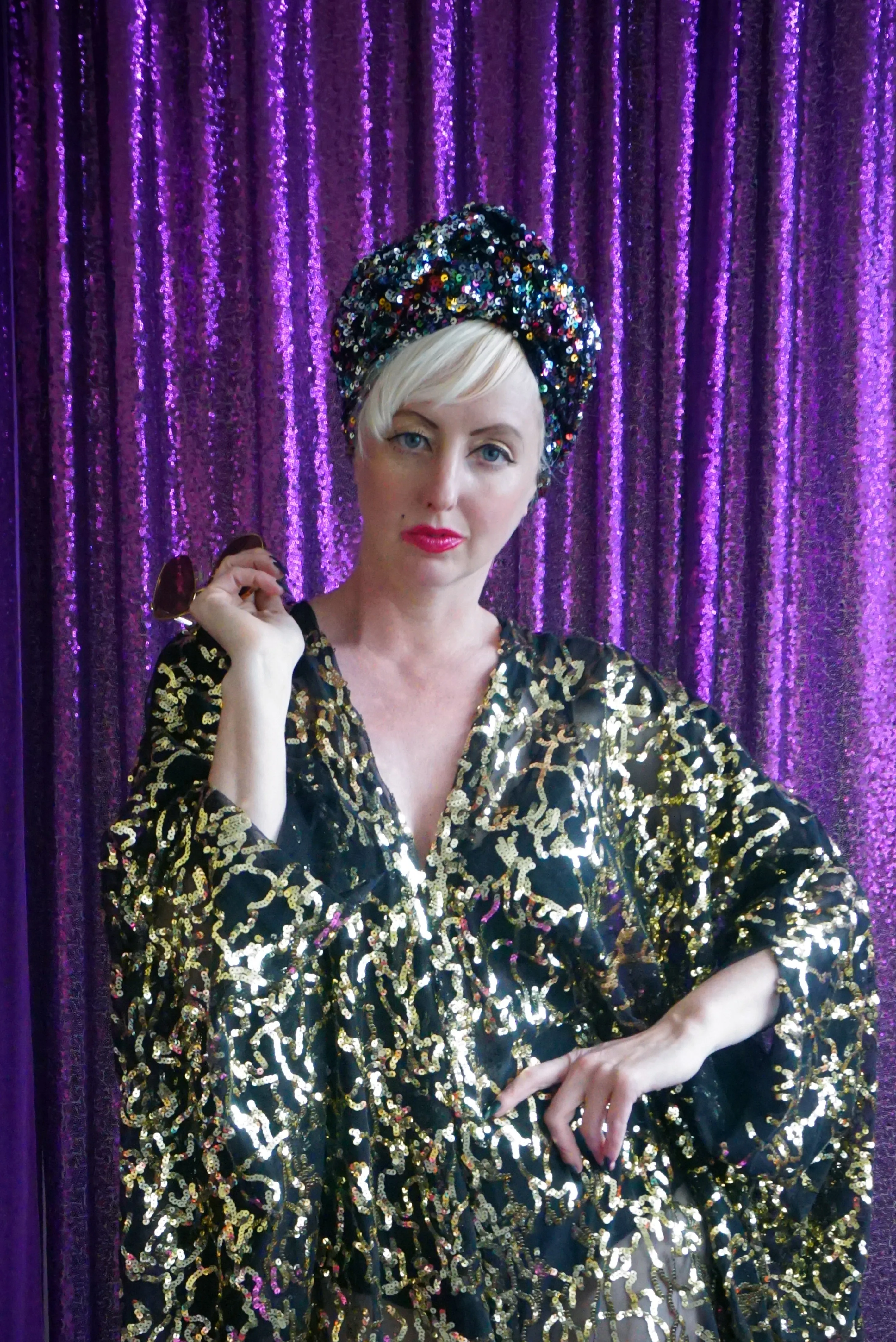 Shimmering Gold sequin Kaftan Gown / Kimono Robe