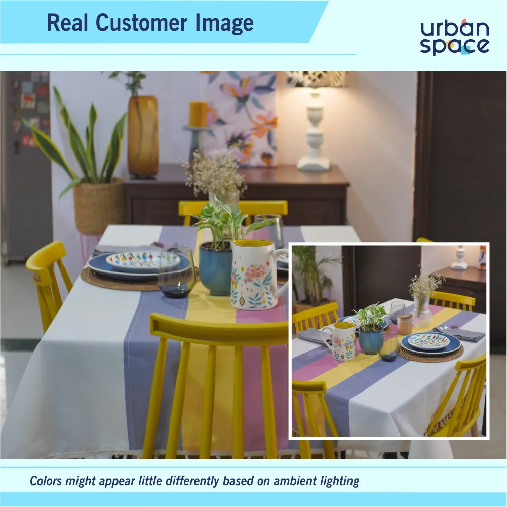 Sicilia Anti Skid & Water resistant Linen textured table cloth for dining table, table cover for center table  -Yellow Grey