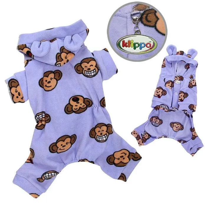 Silly Monkey Fleece Hooded Pajamas - Lavender