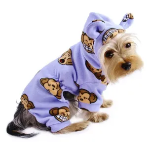 Silly Monkey Fleece Hooded Pajamas - Lavender