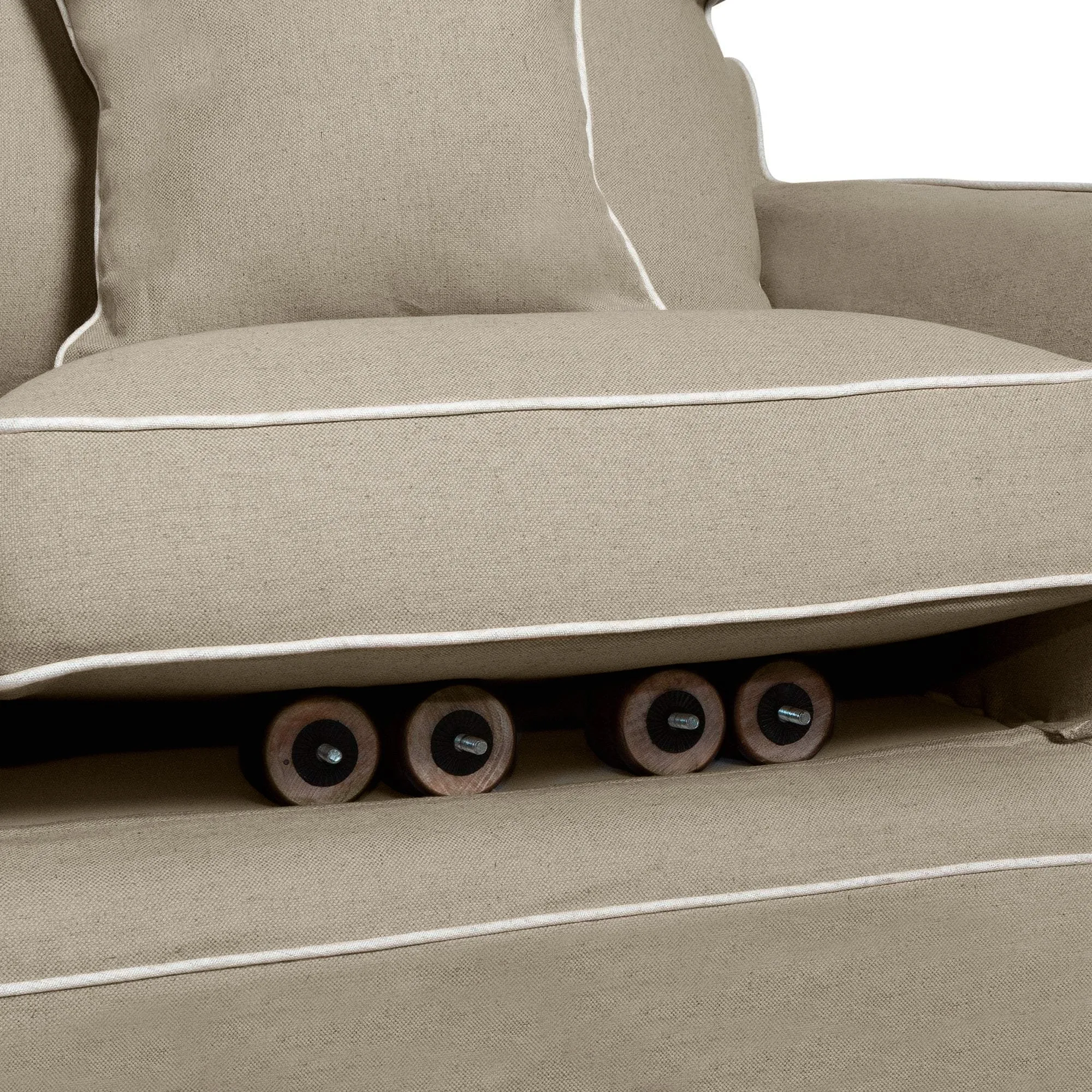 Slip Cover Only - Noosa Hamptons 1.5 Seat Sofa Natural W/White Piping