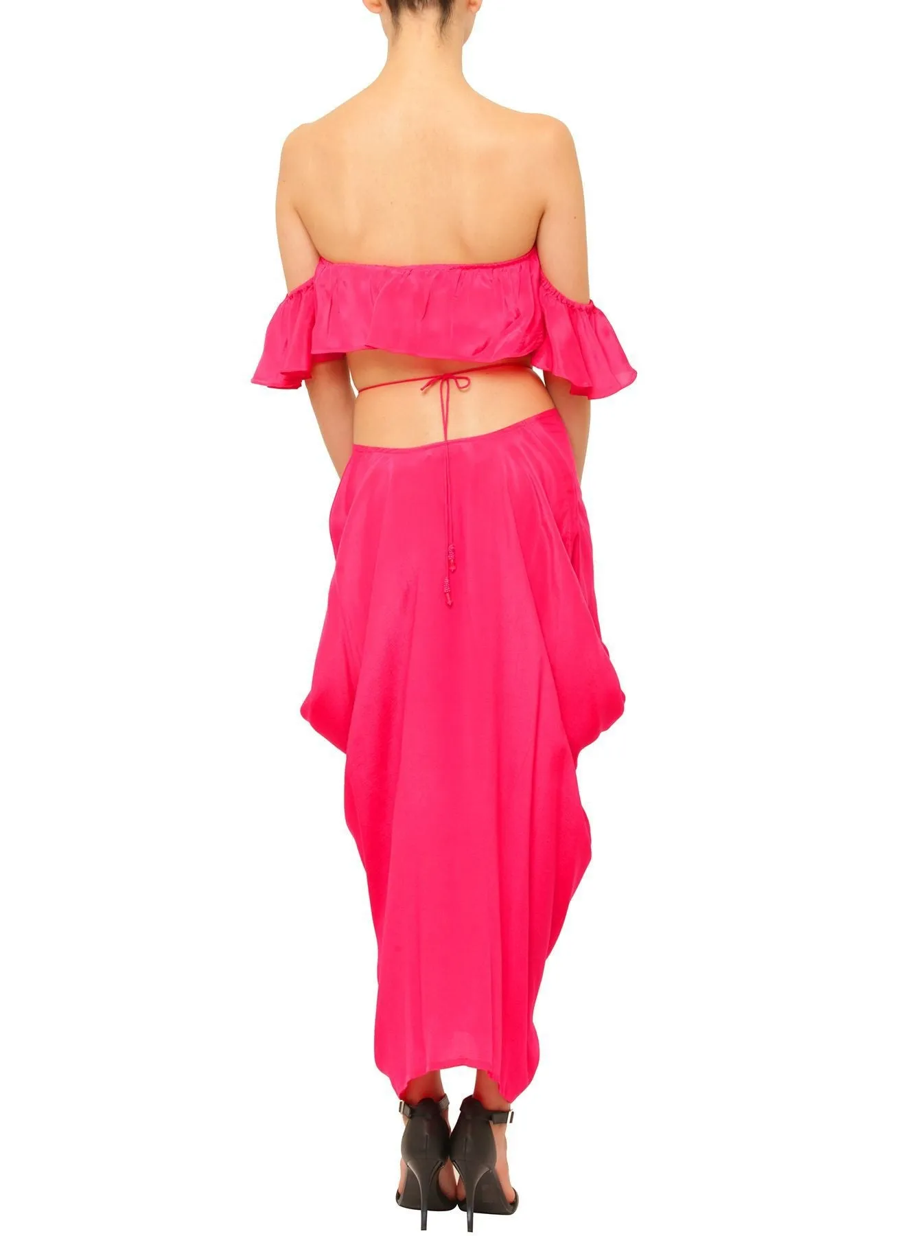 Solid fuchsia short kaftan dress Short