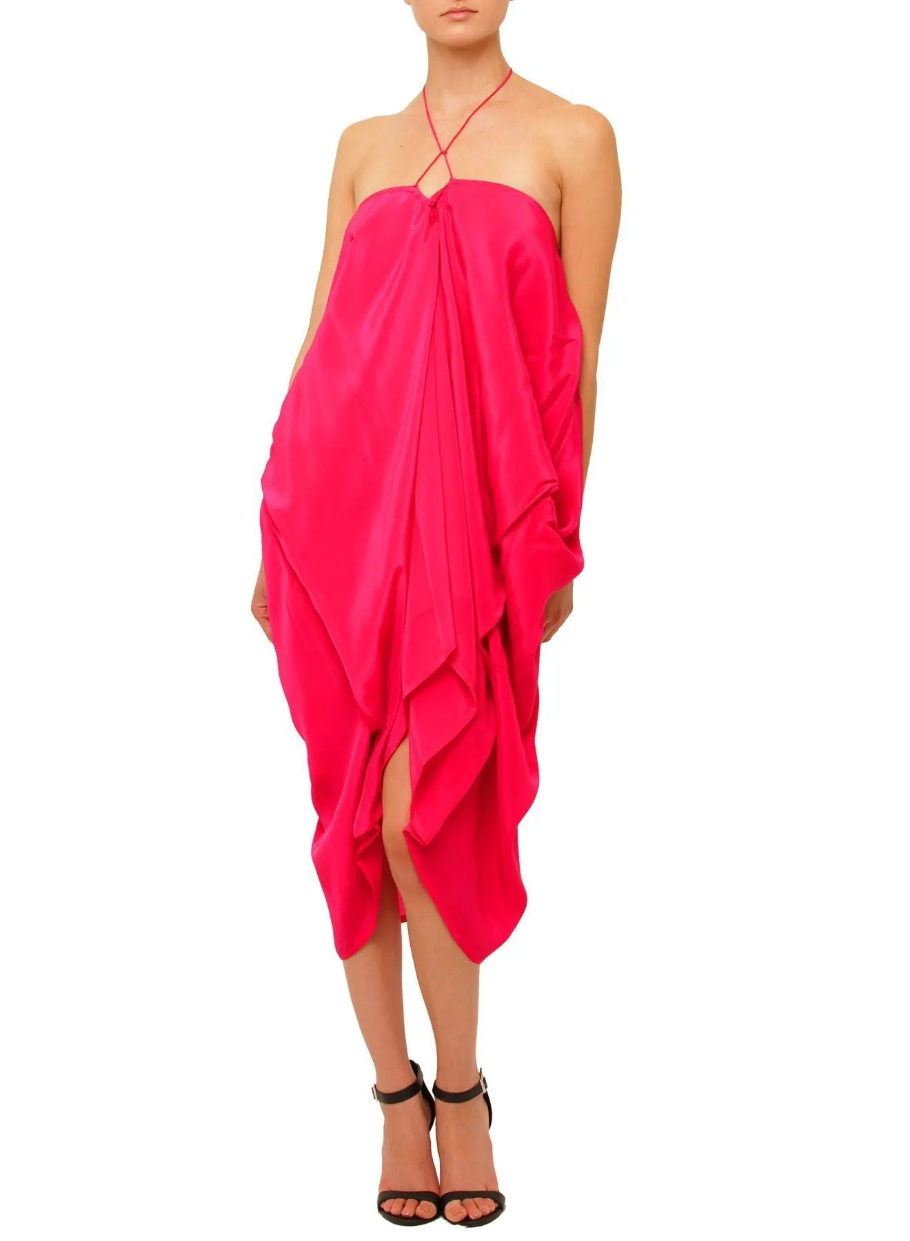 Solid fuchsia short kaftan dress Short