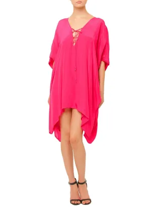 Solid fuchsia short kaftan dress Short