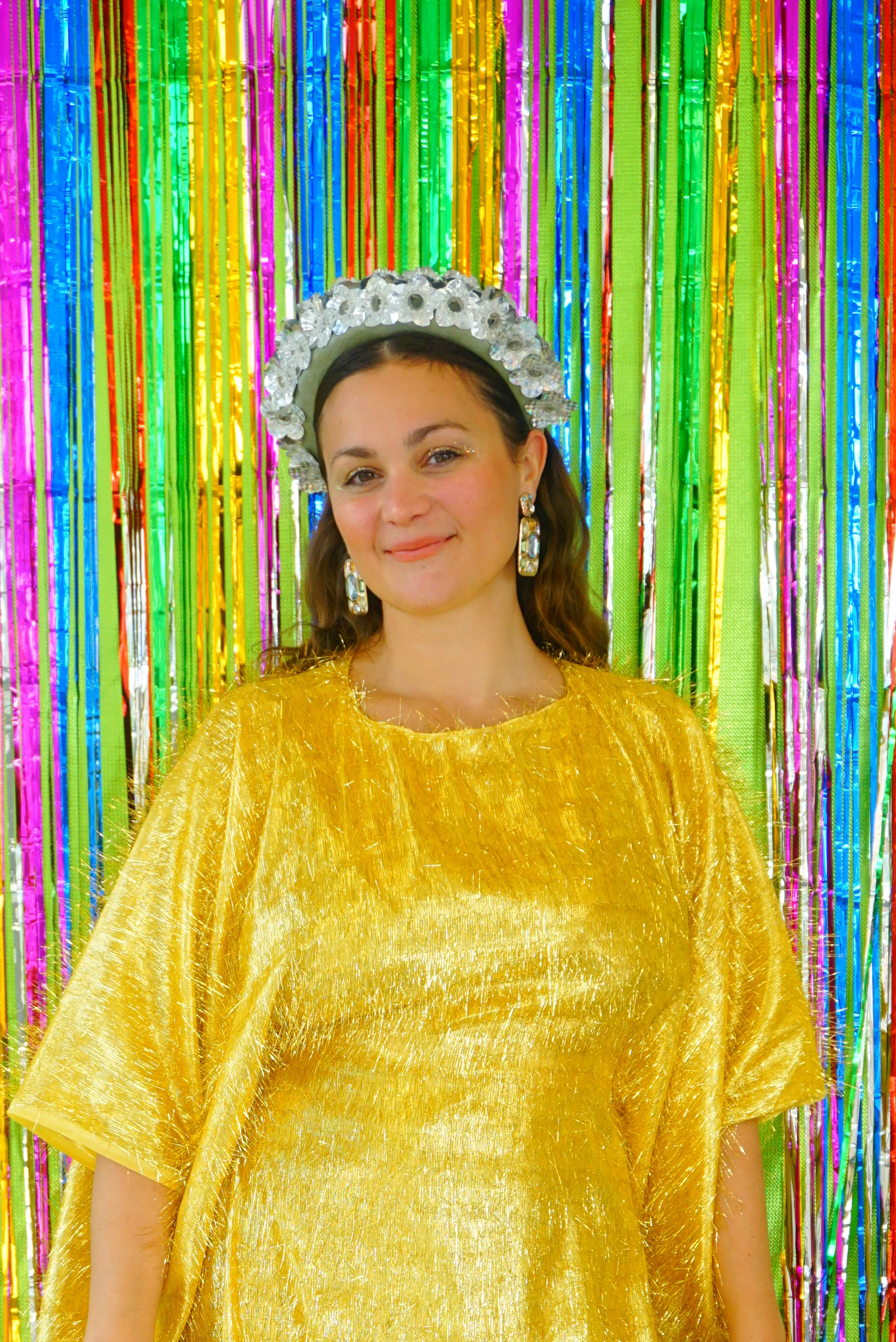Sparkles Tinsel Hair Mini Kaftan Party Gold