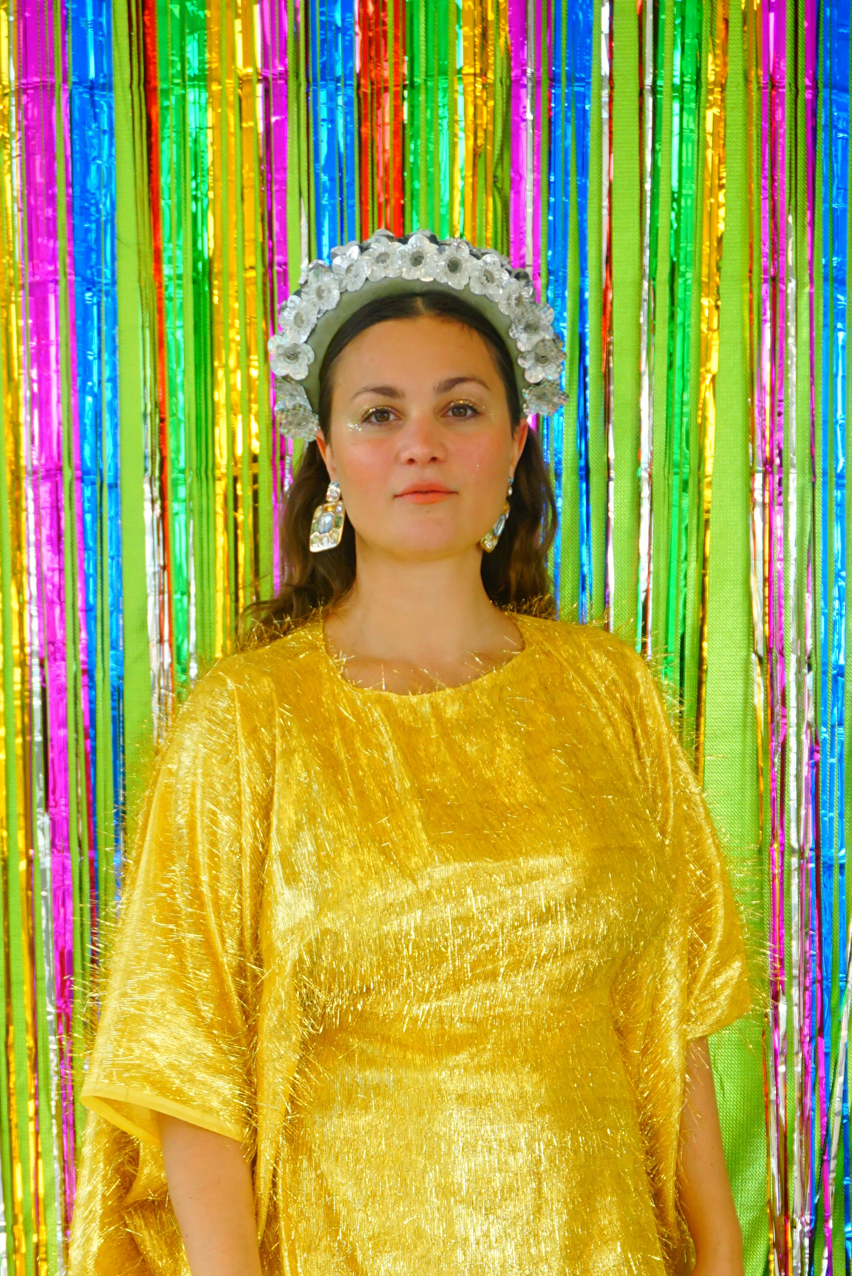 Sparkles Tinsel Hair Mini Kaftan Party Gold