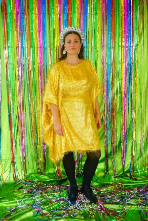 Sparkles Tinsel Hair Mini Kaftan Party Gold
